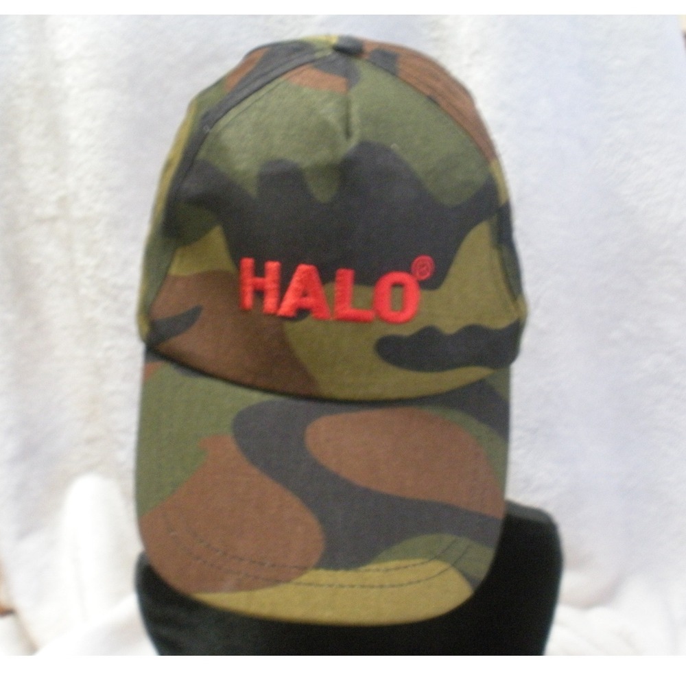HALO Camouflage Baseball Cap Red Embroidered Logo Adjustable Camo Hat